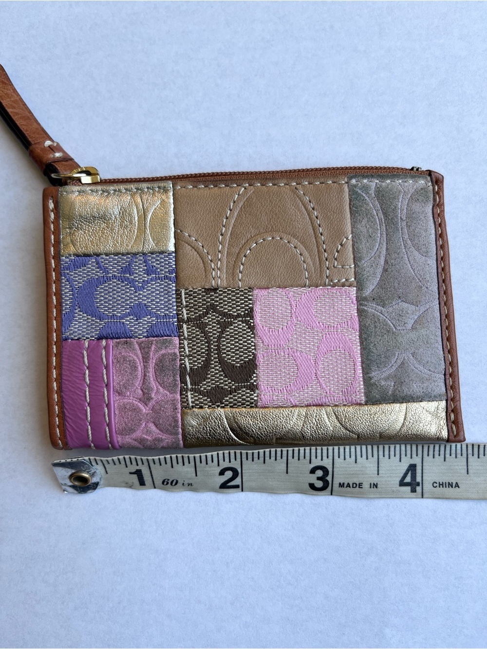 Vintage Coach Patchwork Y2K Card Holder Wallet Coin Keychain - Picture 5 of 5